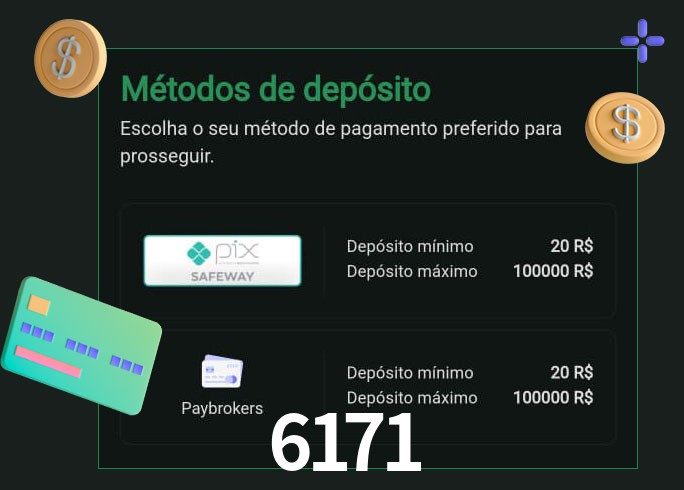 O cassino 6171 oferece uma grande variedade de métodos de pagamento